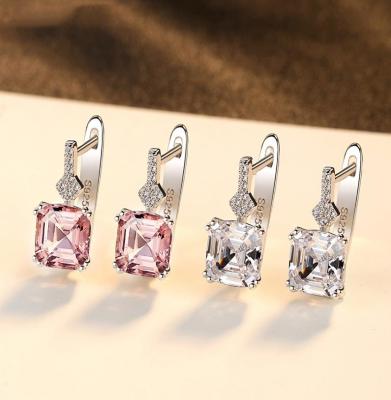 China TRENDY 925 Silver stud earrings Woman morganite Luxury Wedding earrings Diamond Gemstone Girl earrings for christmas gift for sale