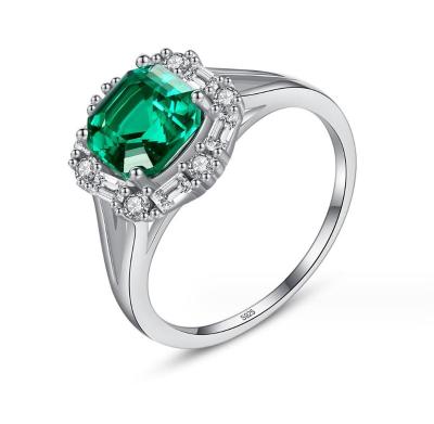 China Romantic Brand Luxury ring 925 Sterling Silver Gemstone Jewelry Luxury Emerald Engagement Rings 925 jewelry ring for sale