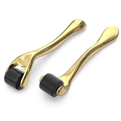 China Anti-puffiness 540 rollers gold needles derma rolling system titanium gold plated 540 rollers derma roller hair growth set wrinkle remover for sale