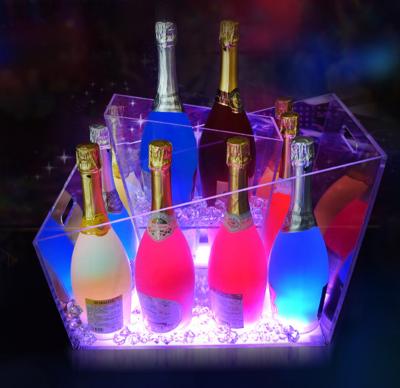 China Customized Stocked Logo Bar KTV Champagne Beer Led Plastic Acrylic Ice Bucket for sale