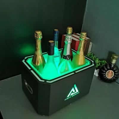 China Hotel Innovative Portable Wine Stored Acrylic Branded Nightclub Large Custom Champagne LED Ice Bucket for sale