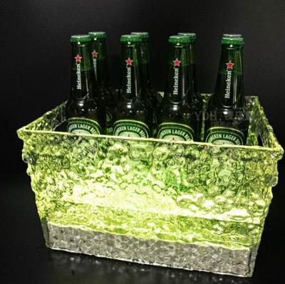 China Stocked 2022 Custom Log Shape Wine Bottle Holder Free Standing Led Refillable Ice Bucket for sale