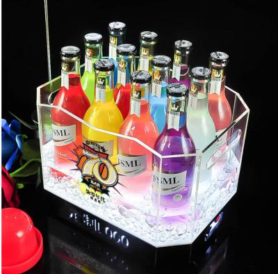 China Wholesale Price Stocked Illuminated Led Acrylic Beer Rack Ice Buckets With Free Log for sale