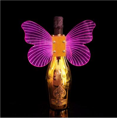 China Glowing Bottle Stocked Butterfly Wine Strobe Stick Light Wine Light Wine Serving Topper For Decoration for sale