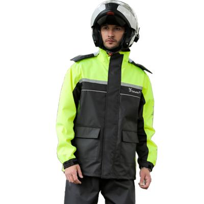 China Machine Wash Customized 2 Piece Outdoor Rain Suit Motorcycle Jacket Raincoat for sale