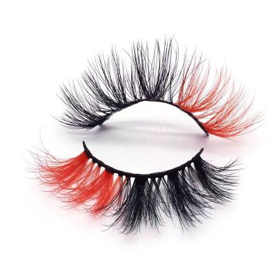 China Wholesale Popular Styles Long 20mm Natural False Eyelashes Season Fan Volume False Eyelashes 3d Colored Mink Eyelashes for sale