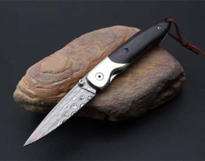 China Wholesale Collectable Knife Handmade Knife Folding Pocket Damascus Steel Wood Knife for sale