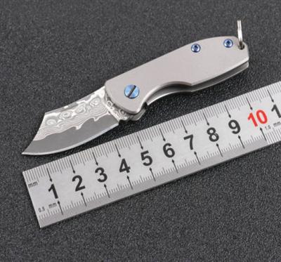 China Easy Carry Mini Damascus Blanks Tanto Folded Camping Damascus Titanium Pocket Knife for sale