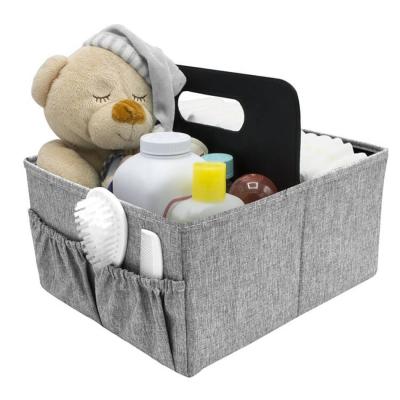 China Baby Diaper Organizer Travel Bag Newborn Changing Storage Basket Divided Bin With Handle for sale