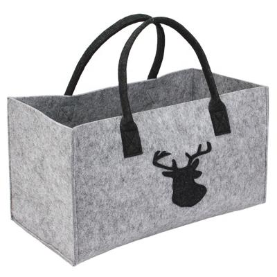 China Modern Christmas Wool Felt Lunch Bag Organizer with Designed Handbag Women Hand Laundry Bags for sale