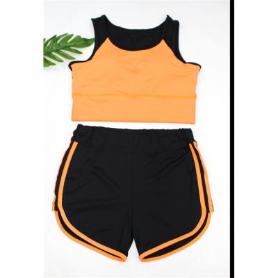 China Best Selling Eco-Friendly New Style Two Piece Set Yoga Wear Sports Suit Active Wear Solid Color U-Neck Yoga Vest for sale