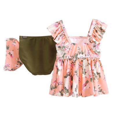 China Factory Direct Sale Children's Camellia Printing Swimsuit Children's Eco-Friendly Swimsuit for sale