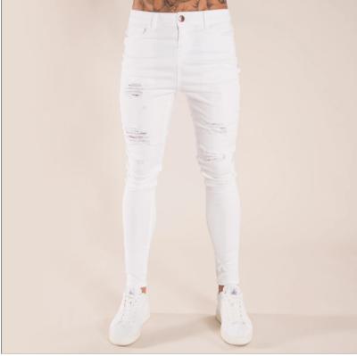 China 2021 Washed Knee Holes Tight Fit Mens QUICK DRY Slim Mens Slim Fit Jeans Pants Denim for sale