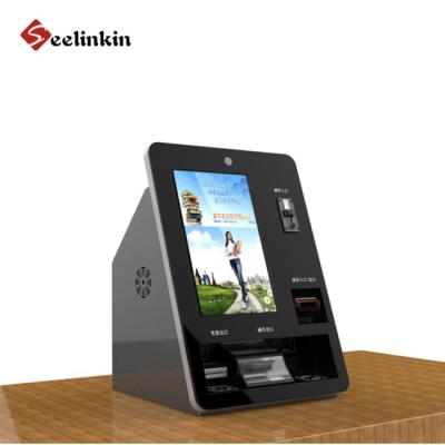 China OEM Indoor Dual Side Android Computer Runtime Touch Screen Ad LCD All In One Desk Stand Office Kiosk With Printer for sale