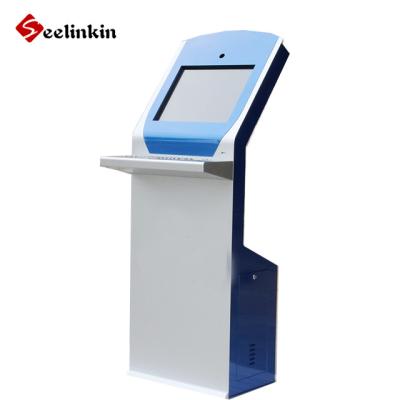 China Indoor 17inch Information Inquiry Touch Screen Kiosk With Stainless Steel Keyboard With Tracking Pad for sale