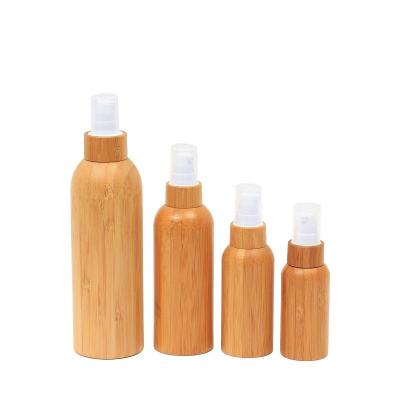 China Bamboo Cosmetic Lotion Bottle Spray Pump Bottle Lid Pet Bamboo Bottle with Eco-Friendly Bamboo Lid Plastic Cap for sale