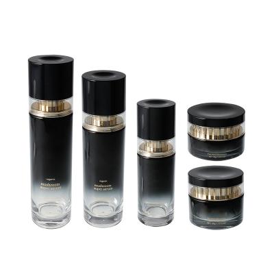 China New Style Luxury Customization High End Cosmetics Packing Cylindrical Glass Lotion Bottles Glass Cream Jar for sale