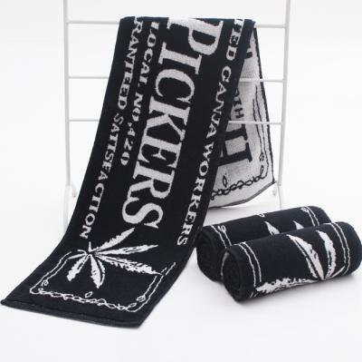 China Viable Custom Your Brand Gym Hand Towel Jacquard Logo Sport Towel Cotton for sale