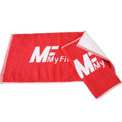 China Customized Sustainable LOGO 30X80cm Cotton 120g Personalized Sports Chat Dyed Jacquard Towel Fitness for sale