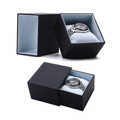 China High Quality Recyclable Custom Logo Plain Black Paper Packaging Watch Box for sale