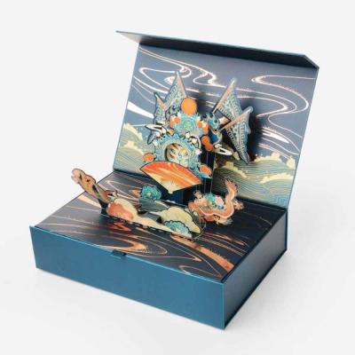 China Recyclable Exquisite 3D Paper Pop UP Paper Packaging Gift Box With Laser Cutting for sale