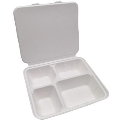 China Eco-freindly Sugarcane Pulp Bamboo Pulp Four-Compartment Disposable Tableware Series Degradable Compostable Environmental Protection for sale