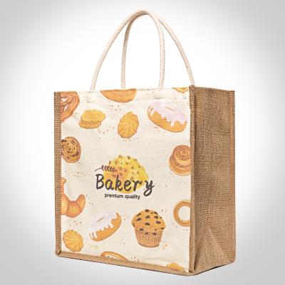 China Eco-Friendly Custom Natural Burlap Carrier Bag With Handle - W: Gusset 12.6 X: 7.9 X H: 9.8in Eco Friendly for sale