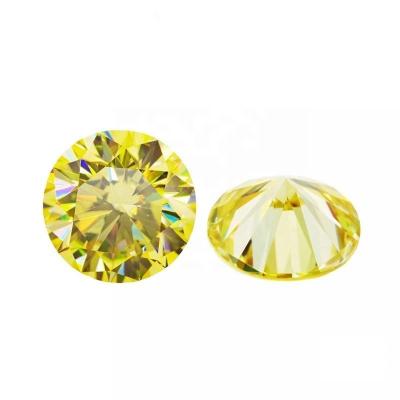 China Jewerly Making Factory Direct Customization Good Quality Yellow Color VS1 Round Shape Eight Hearts Eight Arrows Moissanite for sale