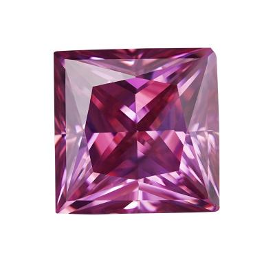 China NON-DETERMINED Original Manufacture Moissanite Square Shape Princess Cut Electroplated Pink Moissanite Stone Price Per Carat for sale