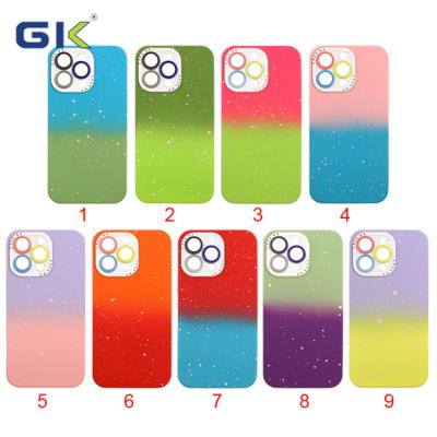 China Case GK Logo Case GK Snowflake Two Color Gradient TPU+PC Case Shockproof Colorful Thin Hole Camera Custom Mobile Phone Cases For iPhone Pro Max 154 for sale