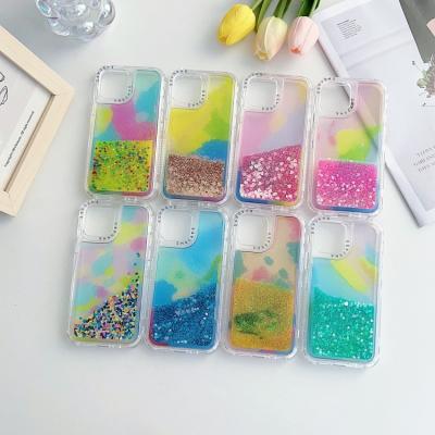 China Wholesales SHSCASE shockproof case 3 in 1quicksand anti-drop colorful protect cell phone case protecter for iphone11 12 13 14 15 pro max for sale