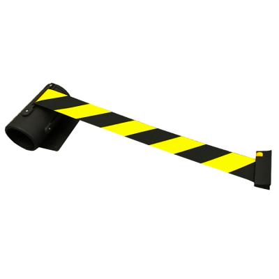 China Yellow Black Wall Mounted Retractable Airport Road Safety Belt Barrier Rack For Cone for sale