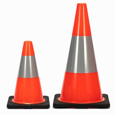 China Pavement Safety Wholesale 18 Inch 450mm Base Black Traffic PVC Cone Reflective Orange Price for sale