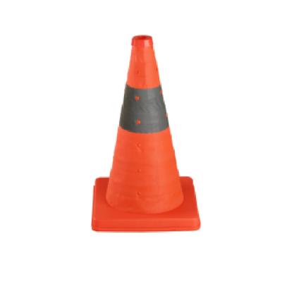 China High Rubber Low-strength High Road Safety Fabric+PP Base 450mm Folding Traffic Cones With Light for sale