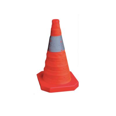 China Fabric+ABS factory 450mm orange low lighted traffic road safety collapsible cone for sale for sale