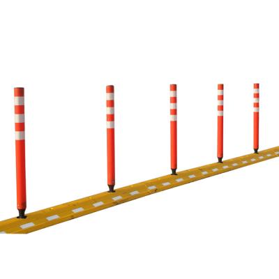 China Roadway Security High Visible Traffic Management Bollard Lane Divider Orange Flexible Traffic Lane Dividers for sale