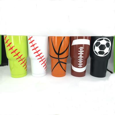 China PORTABLE 30oz Stainless Steel Travel Car Mugs Vacuum Insulated Beer Tumbler Baseball Softball Basketball Football Mugs for sale