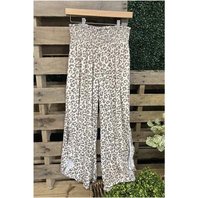 China 2022 Anti-Wrinkle Style Ins Style Hot Summer Fashion Printed Pocket Women's Pants Casual Wide-Leg Beach Cool Pants for sale