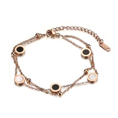 China Hiphop sliver titanium steel gold rose gold bracelet style romantic retro double-layer chain bracelet for sale