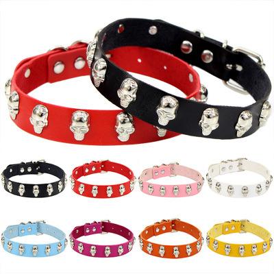 China Hiphop Street Rock Cosplay PU Leather Collar Harajuku Metal Multi Skull Choker Punk Necklace for sale