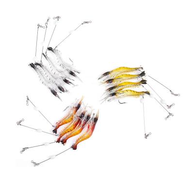 China High carbon steel Soft shrimp lure artificial shrimp bait luminous fishing lure rig for sale