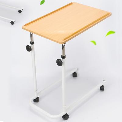 China Modern BT-070011 Height Adjustable Steel Base Hospital Medical Movable Patient Dining Table Overbed Table for sale