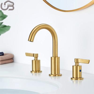 China Thermostatic Faucets Top Quality Fancy Bathroom Wash Basin Faucet 4 Inch Centerset Brushed Gold UPC Standard 2 Handle Faucet for sale