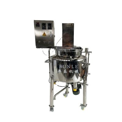 China Liquid With Solids Heating Suspended Electric Double Walls Jacketed Emulsifying Mixing Tank For Cosmetics Lotions for sale