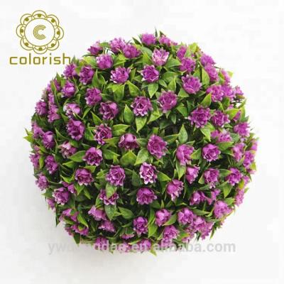 China EW-10024 Purple Easily Assembled Mounted Ball Artificial Flower Ball PE Material Wedding Decoration Grass Flower Ball for sale