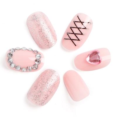 China Design 3d Nail Diamond Style Nail Glitter False Nail for sale