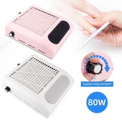 China Low Noise Strong Design 80w Nail Vacuum Cleaner Machine White / Pink Hollow Dust Suction for sale