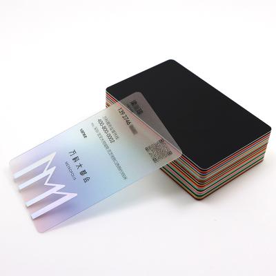 China Company Frosted PVC Card Printing Transparent Business Card With Laser Foil Logo for sale