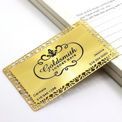 China Luxury Customized China Name Laser Cut Gold Metal Membership Card for sale