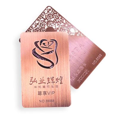 China Club Rose Gold Brushed Stainless Steel Luxury VIP Membership Metal Business Card for sale